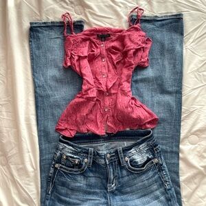 Y2K women’s American Eagle Outfitters Pink Ruffled Blouse